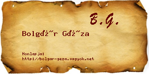 Bolgár Géza névjegykártya