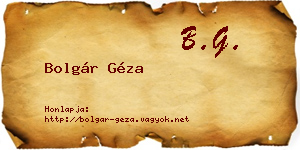 Bolgár Géza névjegykártya
