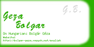 geza bolgar business card